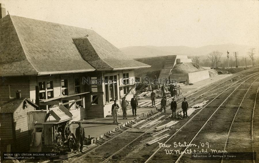 Postcard: New Station, 1909.  West Northfield, Massachusetts